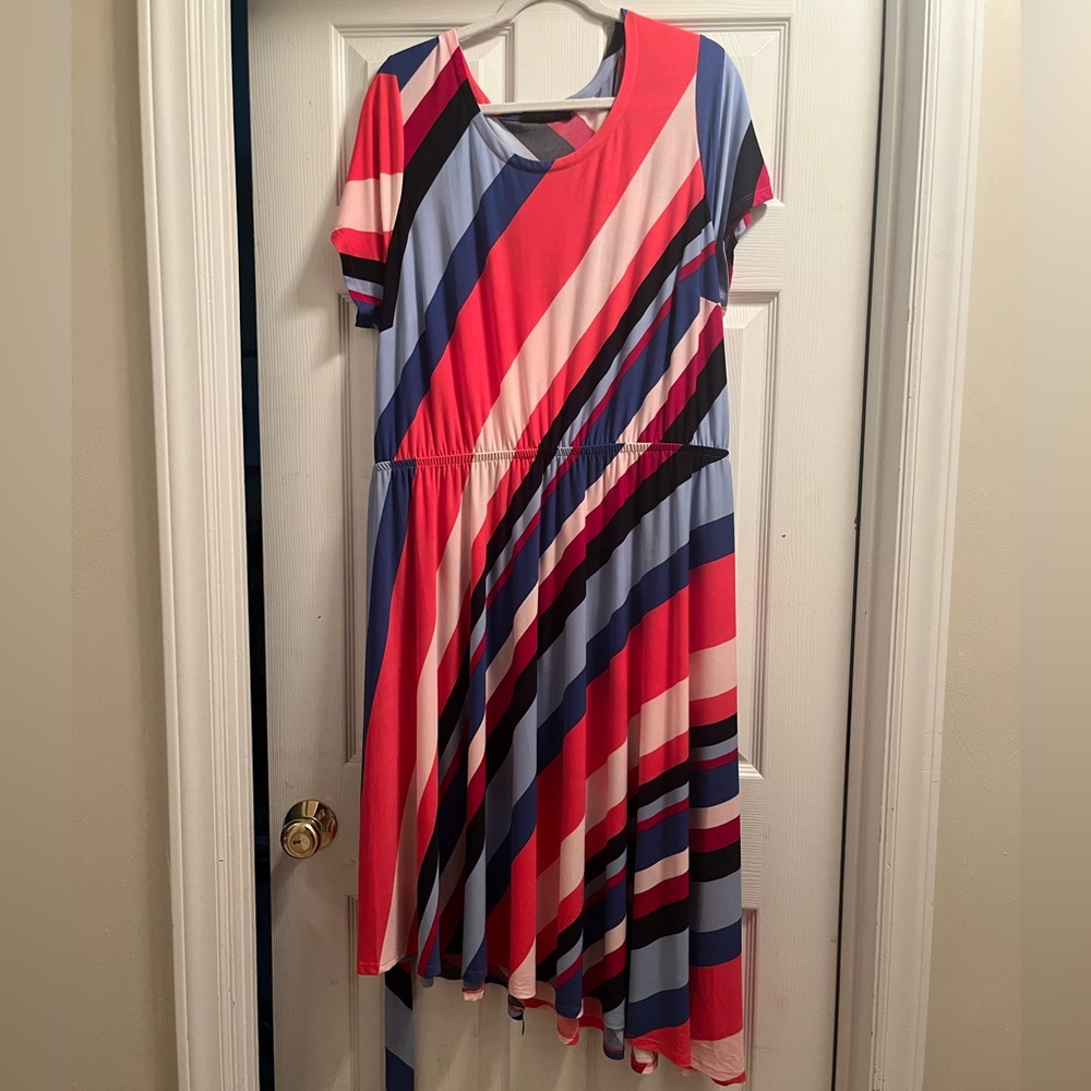 Lane Bryant Red and White Asymmetrical Sundress